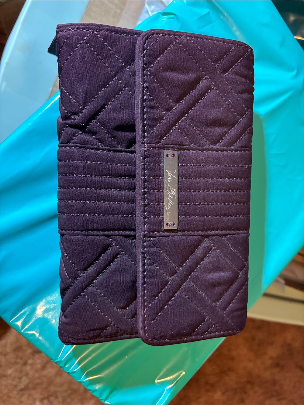 Vera Bradley Quilted Clutch Wallet in Deep Plum